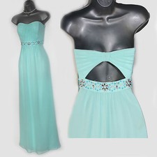 MONSOON Light Turquoise Embellished Strapless Elegant Party Maxi Dress UK 12  40