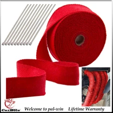 2" x50ft Roll Titanium Header Turbo Pipe Manifold Exhaust Heat Wrap Tape 10 Ties