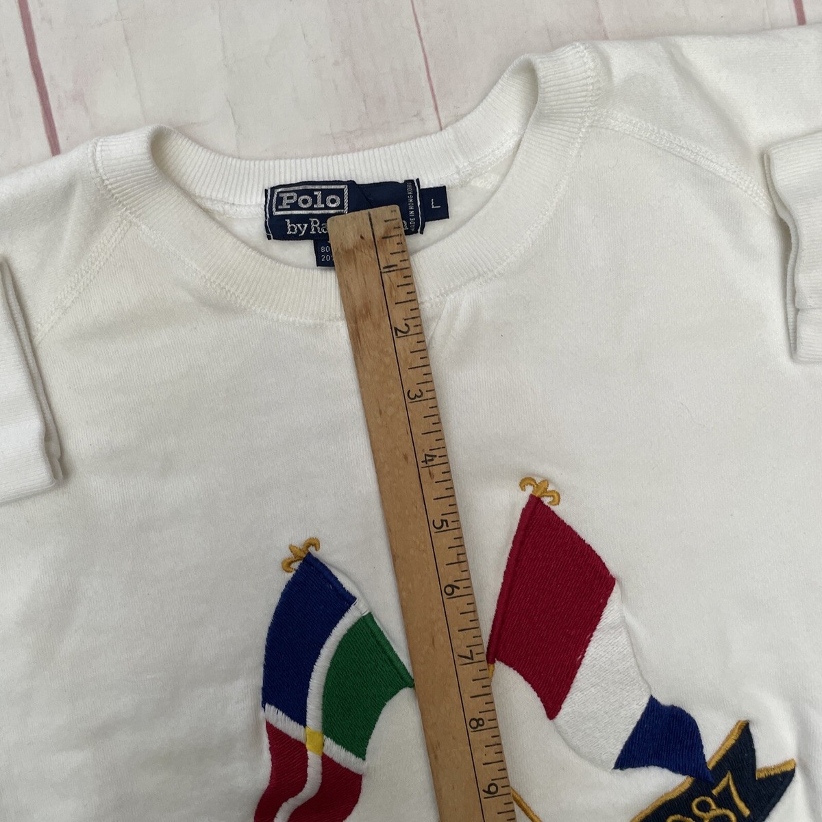 80年代 Ralph Lauren クロスフラッグスウェット コットンアクリル RALPH LAUREN CROSS FLAG BORDER SWEAT SHIRT 1980'S OLD