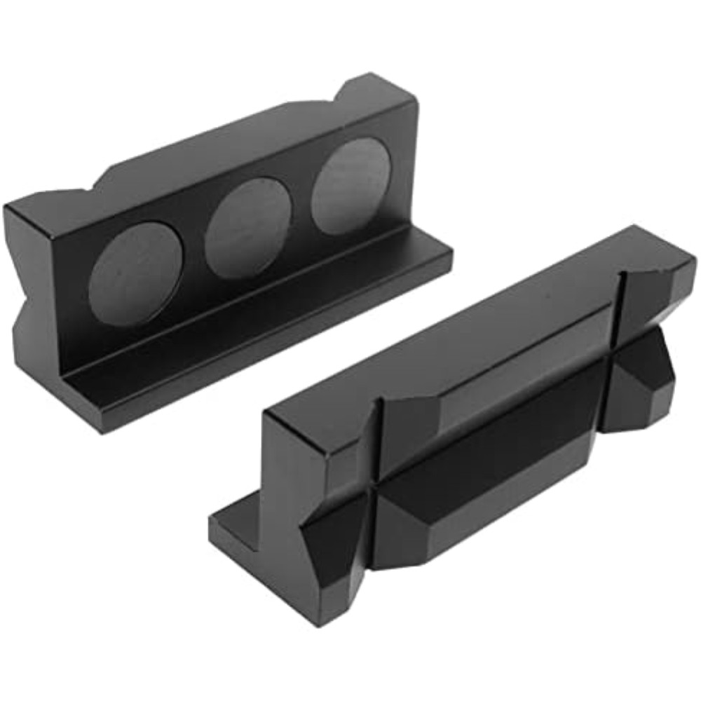 Ganasce Magnetiche Per Morsa In Alluminio | 4 Pezzi Da 6,3 Cm Con Cuscinetti In Gomma - Protezione Per Oggetti Delicati