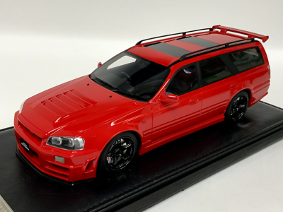 NISSAN STAGEA 日産 ステージア ミニカー カラーサンプル レッド 1/18 IVY Models Nissan R34 Stagea Custom Version Wagon in Red