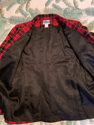 Vintage Pendleton Jacket Check Red 1990s 1980s Retro Pinup 90s