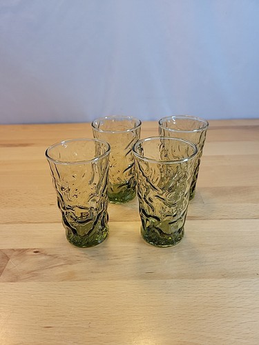 4 Aztec Olive Green Libbey Juice Glass Drinking Tumbler Glasses 5 oz 1960s - Picture 6 of 10