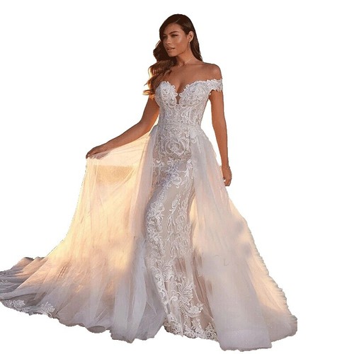 knee length dresses for ladies Julie | Long Sleeve Lace Wedding Dress