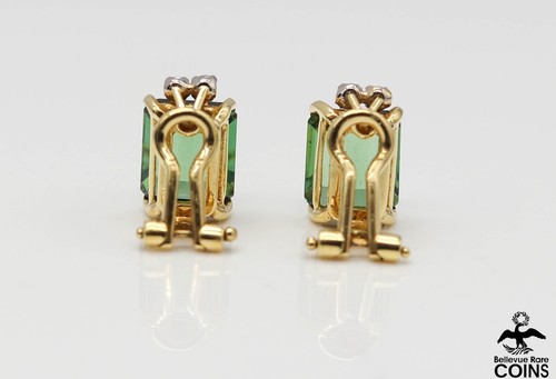 18k Yellow Gold & 0.10 CTW Diamond 5.08CTW Tourmaline Non-Pierced Back Earrings - 第 6/9 張圖片