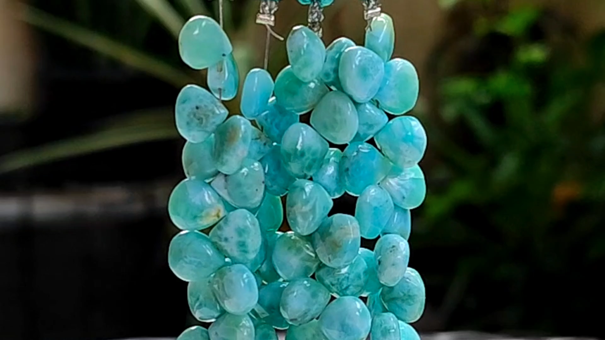 Natural Larimar Gemstone 8 to 11 mm Size Smooth Heart Shape Beads