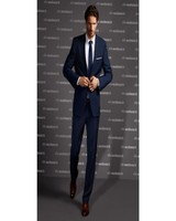 Herren Marineblau Anzug Modisch Designer BräUtigam Hochzeit Freizeit Dinner Coat