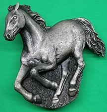 Vtg 1978 Bergamot Running Horse pony Belt Buckle Galloping Western P-144