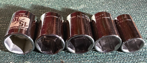5 CRAFTSMAN AND CRAFTSMAN INDUSTRIAL 6 PT 1/2 IN DRIVE SAE SOCKETS USA MADE - Picture 3 of 5