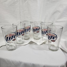 Set of 6 Miller Lite 16oz Pint Glasses