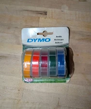 DYMO Embossing 3/8" x 4' Refill Label Tape 99786 Rainbow Pack 5 Colors New NOS