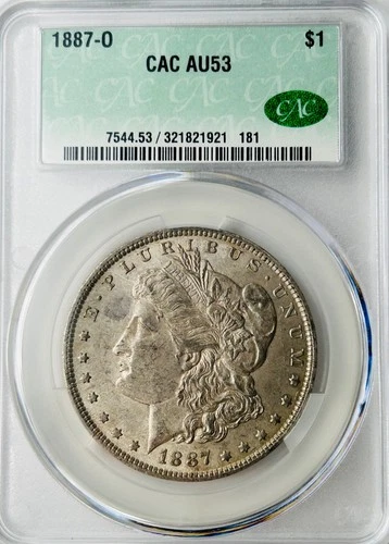 1887 O Morgan Silver Dollar CAC AU53 Better Date Morgan