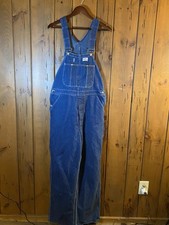 Vintage Dickies Denim Bib Overalls 36x32 Made in Belize Red Bar Tack Workwear