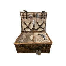 Cestino da picnic in vimini ape e salice con refrigeratore isolato e set piatti per 4