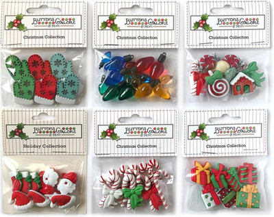 Buttons Galore 50+ Assorted Christmas Buttons for Sewing & Crafts - Set of 6 But