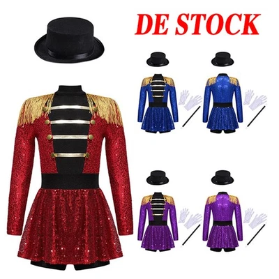 MARKENLOS Kinder Mädchen Zauberer Kostüm Outfit Zirkus Zirkusdirektor Set Karneval Party