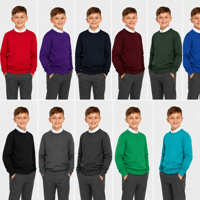 KINDER SCHULPULLOVER RUNDHALS FLEECE SWEATSHIRT JUNGEN UND MÄDCHEN SCHULPULLOVER