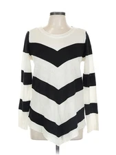 AB Studio Women White Pullover Sweater L