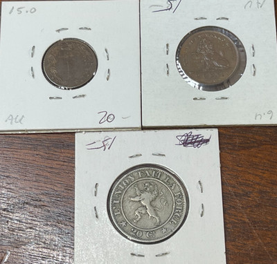 Early Belgium 3 Coins Lot Great Condition