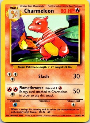 Charmeleon Uncommon Base Set Regular 024/102 LP
