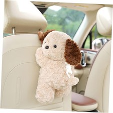 Plush Puppy Car Tissue Box Holder   Cute Crawling Dog Design, Hanging Khaki Dog