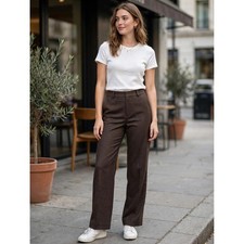 Everlane Straight-Leg Trouser Tailor Twill Heathered Fudge Brown Wool Blend 2