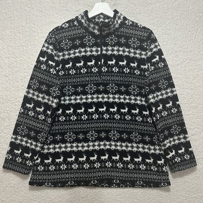 Talbots Plus Winter Fair Isle 1/4 Zip Mockneck Pullover Sweater Women's Size X