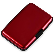 RFID Blocking Credit Card Holder Aluminum Alloy Hard Case Wallet Red Tool