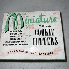 Vintage 1950's Miniature Metal Cookie Cutters Shape-Edged Sanitary w/Box 1450