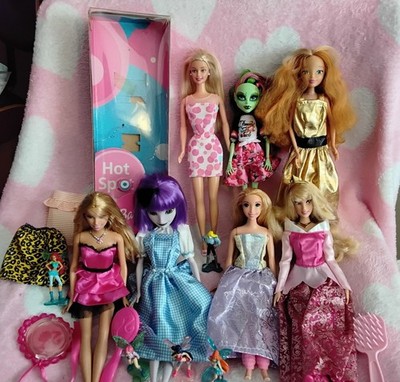 Monster High Winx Club Kinder Barbie Disney Princess Attractionistas 7 Dolls Lot