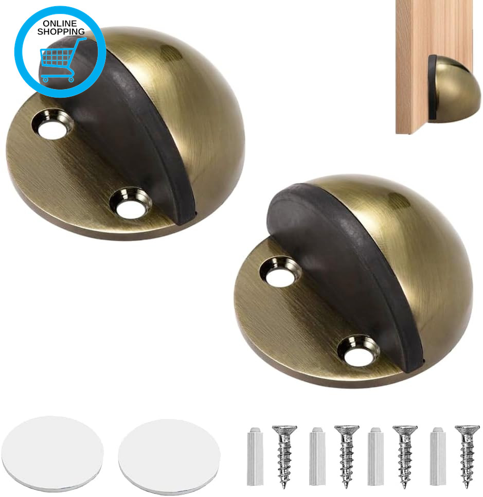 2 PCS Self Adhesive Door Stoppers Bronze Polished Half Moon Door Stop Stainless