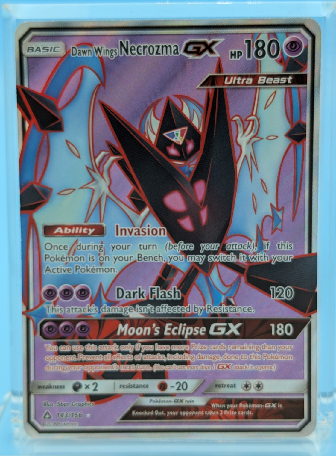 Dawn Wings Necrozma GX 143/156 Full Art - Ultra Prism - NM - See Video