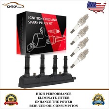Ignition Coil & 4 Spark Plugs For Chevy Cruze Limited Sonic Trax Volt 1.4L Turbo