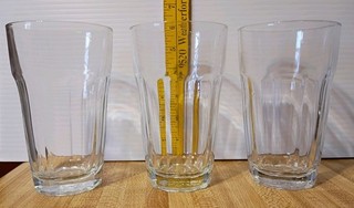 Vintage PALAKS (3) 5 3/8" Drinking Glasses 12 Oz Clear Tumblers Made in Turkey