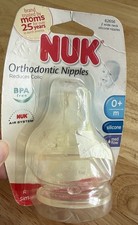 NUK 2pk Orthodontic Wide-Neck Silicone Nipples Sz.1 0m Medium Flow 62656 2010