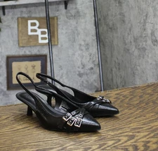 INC International Concepts Womens Capeka Slingback Pumps Black Crinkle 6M