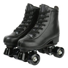 XUDREZ Double-Row Roller Skates Unisex PU Leather High-Top Four-Wheel Shiny