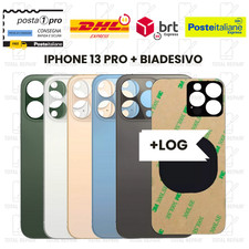 BACK COVER SCOCCA POSTERIORE VETRO PER  IPHONE 13 PRO+BIADESIVO 3M BIG HOLE