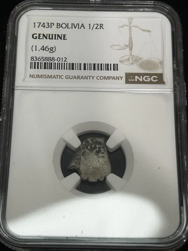 SASA 1743 V Bolivia Philip V Silver 1/2 Real Ngc Genuine 1.46g