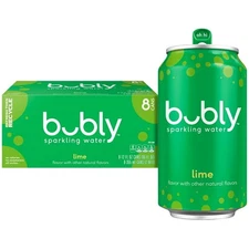 bubly Sparkling Water Lime Flavor – 8 Cans, 12 fl oz Each