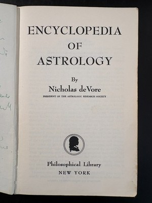 Encyclopedia of Astrology Nicholas de Vore Ex Libris Fred Gettings Annotated