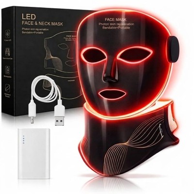 Red Light Therapy Mask Set, 7-Level Brightness Adjustment for Face and Neck