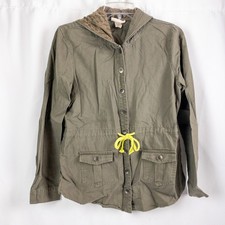 All Access Olive Green Lace Cargo Jacket Hooded Outerwear Womens Small