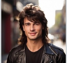 Joe Dirt Mullet Wig - Pop Rock 70s 80s Funny Wig for Men Brown