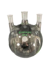 CHEMGLASS 5,000mL 3-Neck 29/42, 24/40 Morton Type Round Bottom Flask CG-1525-21