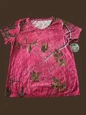 Womens Camo Shirt Size 3XL Plus Hot Pink Realtree NWT Hunt Outdoor Leaves
