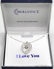 Swarovski Crystal Heart Silver Plated Brilliance Necklace 18" in box