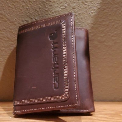 Carhartt Men s Brown/Black Trifold Wallet Stitched ID Window