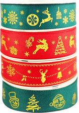 100 Yards 1Inch Christmas Ribbon Christmas Grosgrain Ribbon Red Green Snowflakes