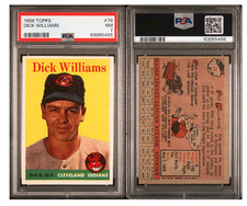 1958 TOPPS DICK WILLIAMS BASEBALL CARD*# 79* PSA 7* NEAR MINT* AMAZING COLOR *